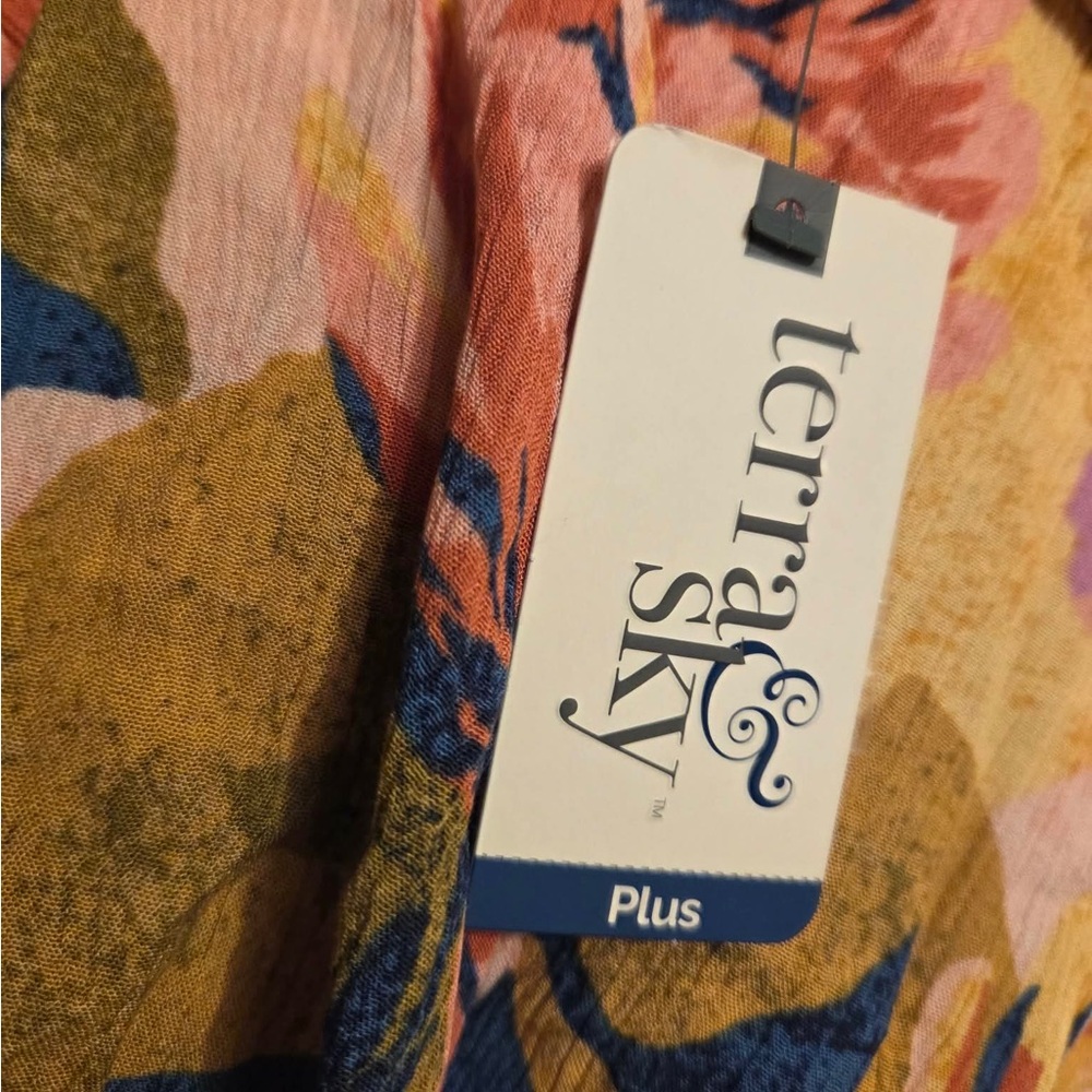 Terra & Sky Floral Off-Shoulder Tunic in Pink, Mustard & Navy - Picture 5 of 9